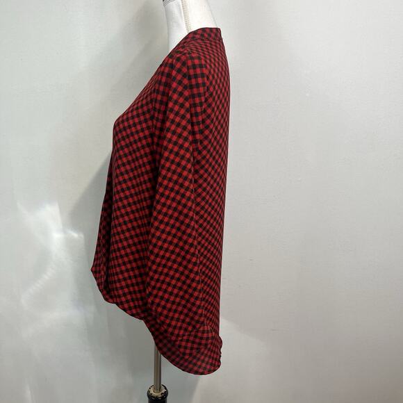 The Limited Blouse Top size Small Black Red Plaid Lumberjacket Career Casual - Picture 5 of 7